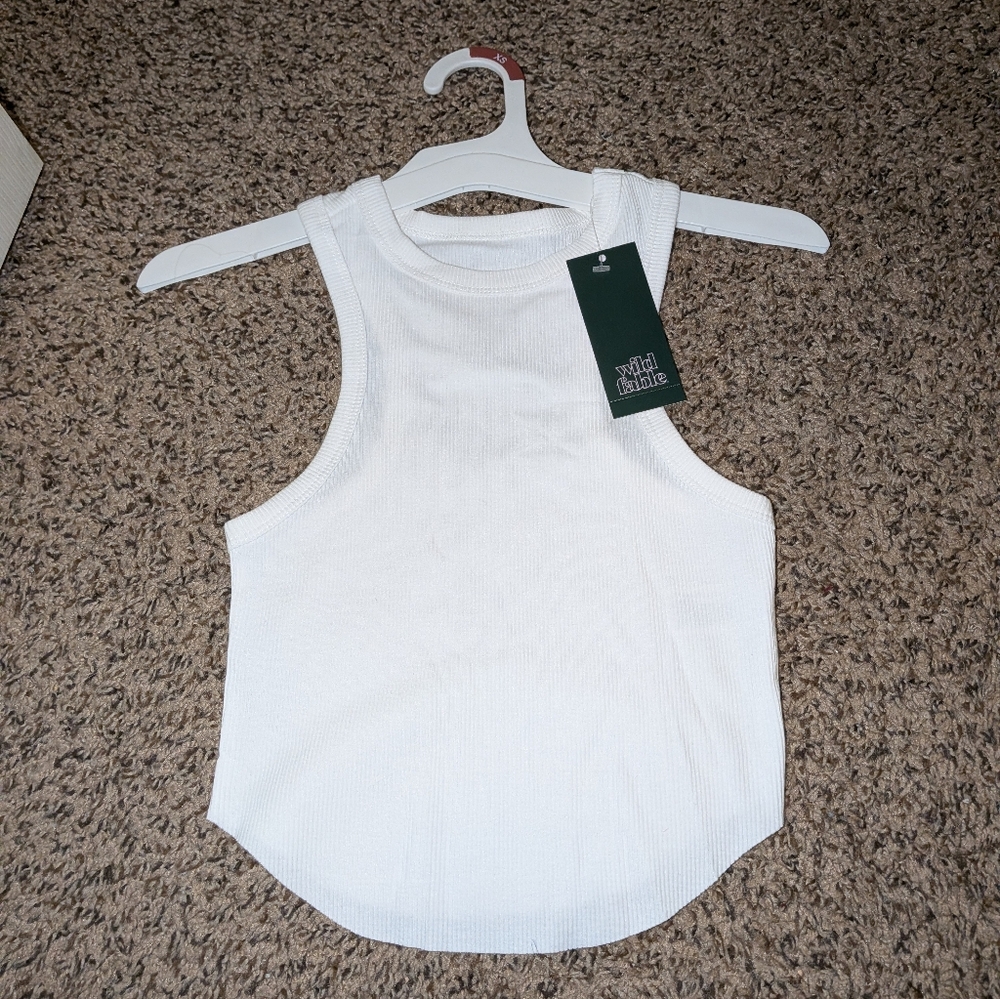 Wild Fable Cropped White Tank Top